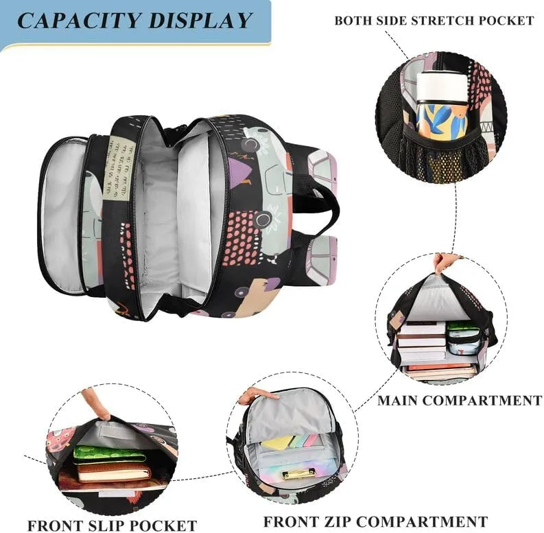 ODAWA Cute Pastel Cars Bookbag for School Book Bags for Teens Kindergarten Sturdy Kids Backpack Ages 6-12