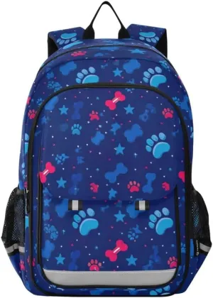 ODAWA Cute Paw and Bone Navy Bakcpack Lightweight Backpack for School Girls Boys Backpack, 17 Inch