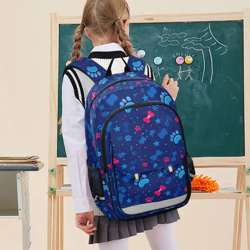 ODAWA Cute Paw and Bone Navy Bakcpack Lightweight Backpack for School Girls Boys Backpack, 17 Inch