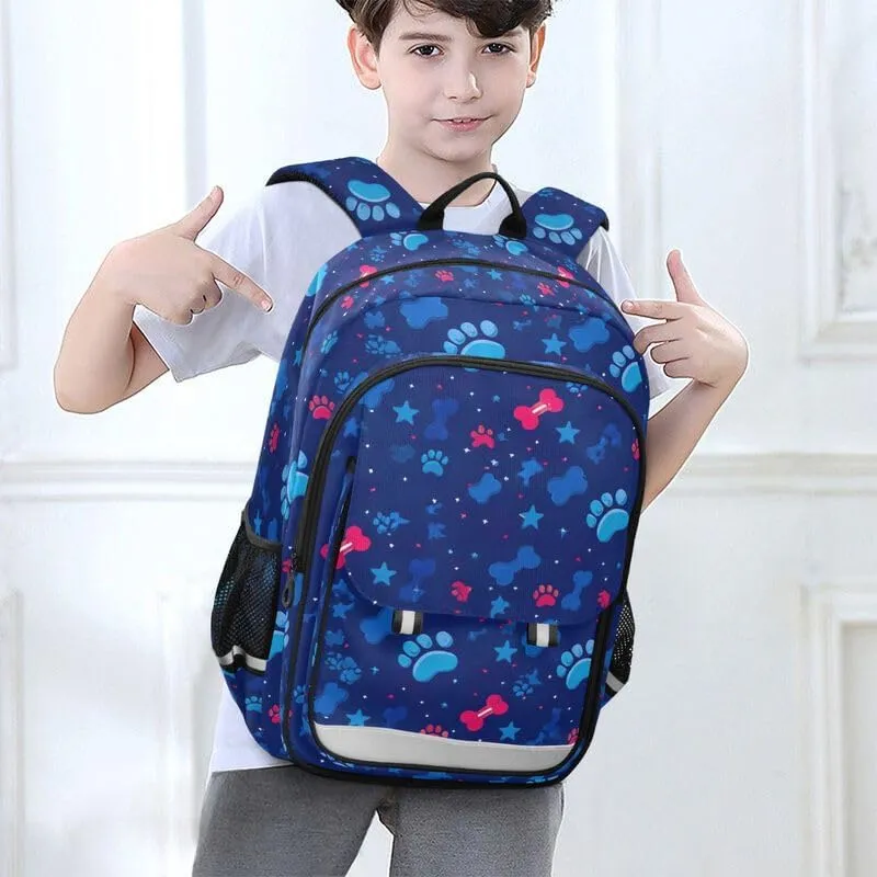 ODAWA Cute Paw and Bone Navy Bakcpack Lightweight Backpack for School Girls Boys Backpack, 17 Inch