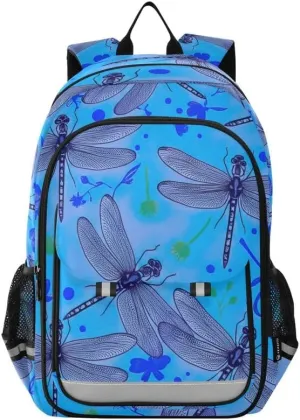 ODAWA Dragonflies Blue Daisies Bagpacks Sturdy Sport Travel Gift Girls Boys Backpack, 17 Inch