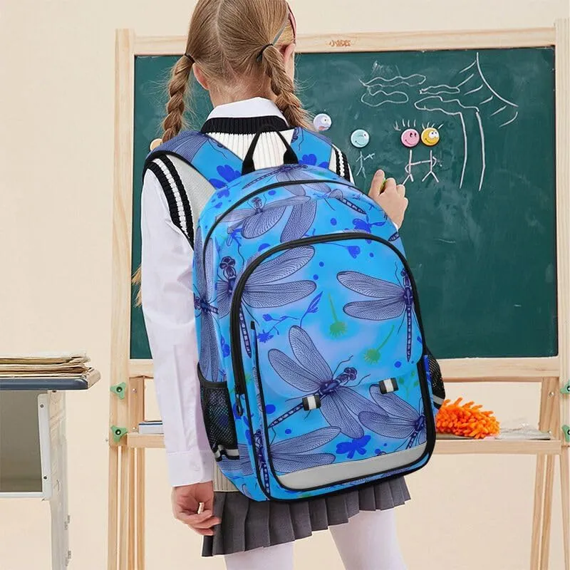 ODAWA Dragonflies Blue Daisies Bagpacks Sturdy Sport Travel Gift Girls Boys Backpack, 17 Inch