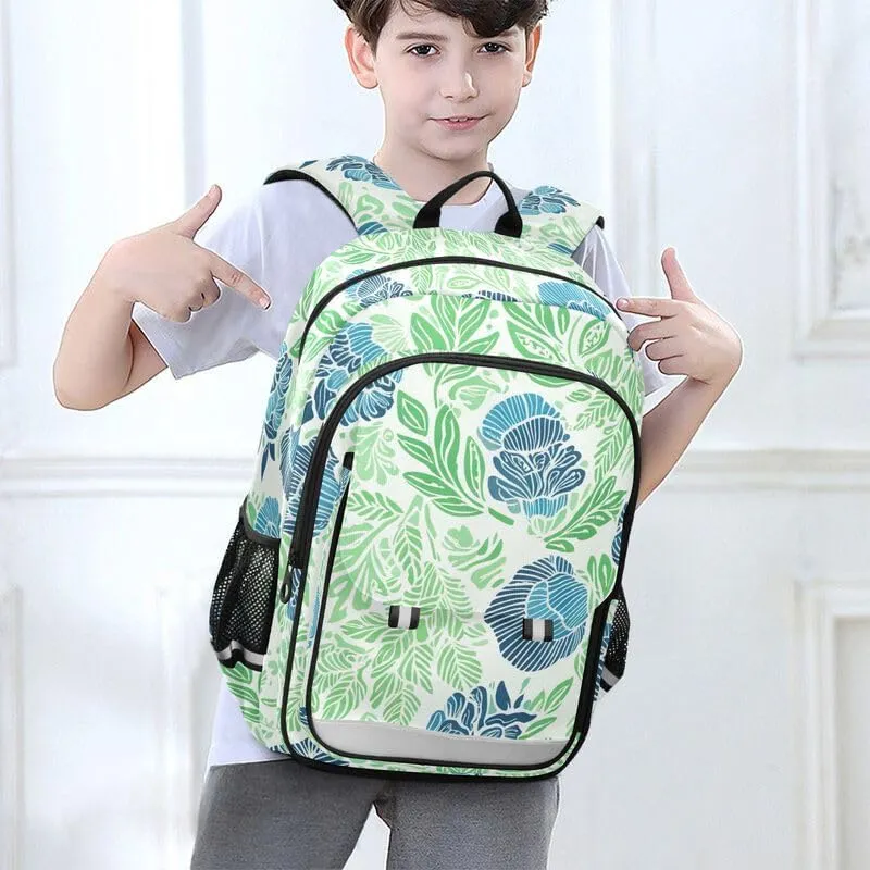 ODAWA Tropical Petals Blue Bagpacks Sturdy Sport Travel Gift Kids Backpack Ages 6-12, 17 Inch