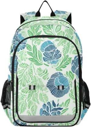ODAWA Tropical Petals Blue Bagpacks Sturdy Sport Travel Gift Kids Backpack Ages 6-12, 17 Inch