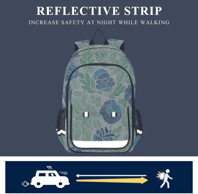 ODAWA Tropical Petals Blue Bagpacks Sturdy Sport Travel Gift Kids Backpack Ages 6-12, 17 Inch