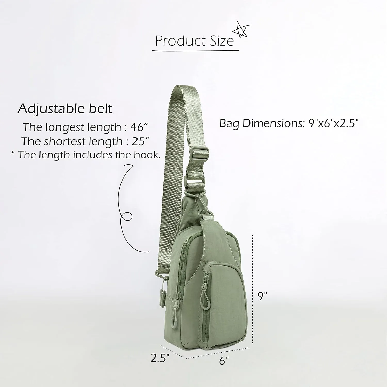 ODODOS Daily Sling Bag with Adjustable Straps Crossbody Chest Bag Lightweight Small Backpack for Casual Traveling Hiking