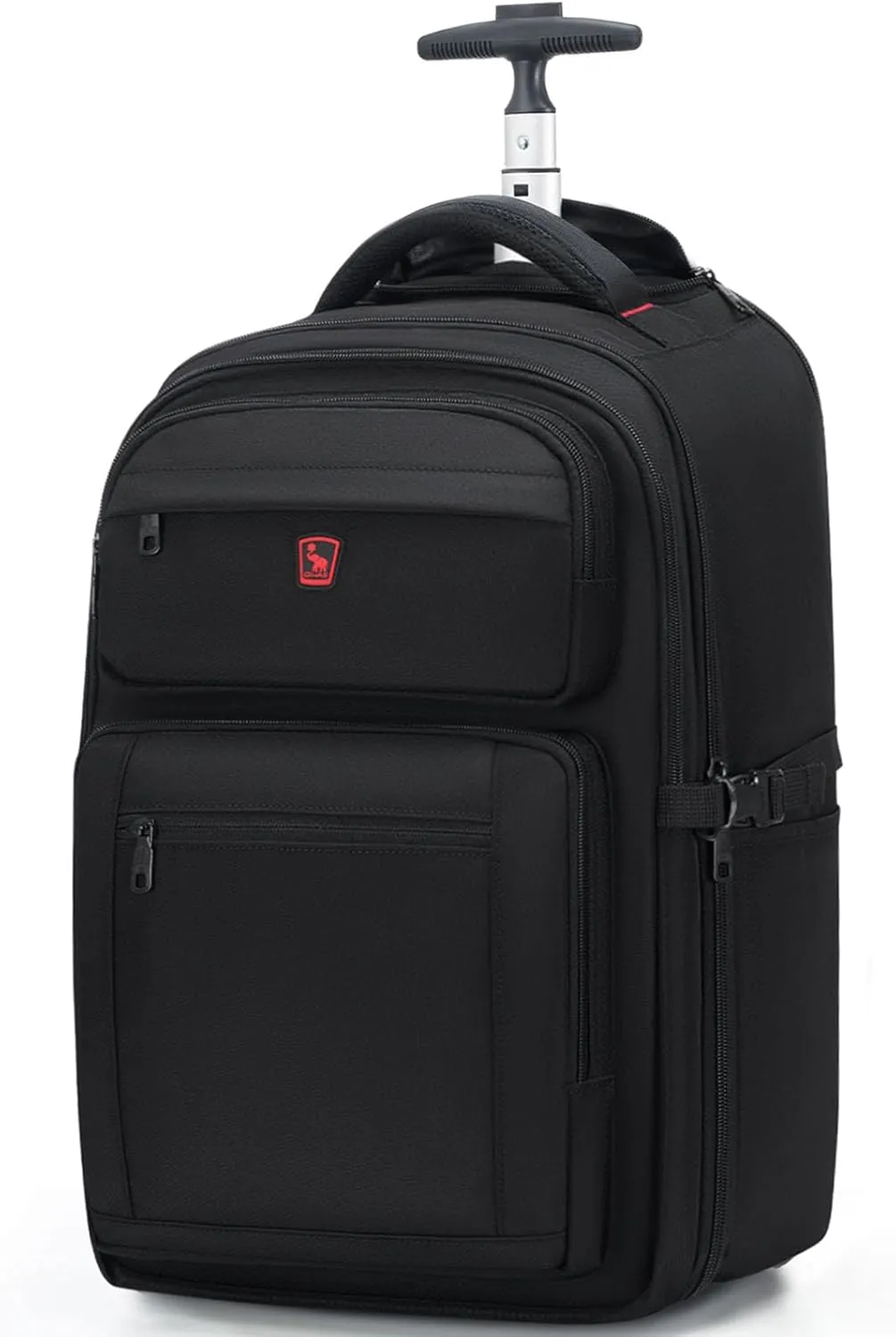 OIWAS Travel Rolling Backpack with Wheels, 17.3 inch Laptop Wheeled Backpack with Wheels for Adults, Carry on Luggage Business Roller Computer Bag Work Trolley Suitcase Men Women Black