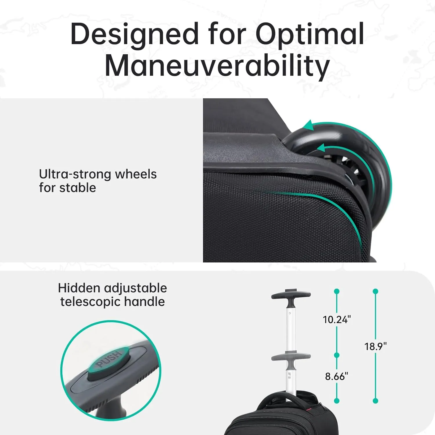 OIWAS Travel Rolling Backpack with Wheels, 17.3 inch Laptop Wheeled Backpack with Wheels for Adults, Carry on Luggage Business Roller Computer Bag Work Trolley Suitcase Men Women Black
