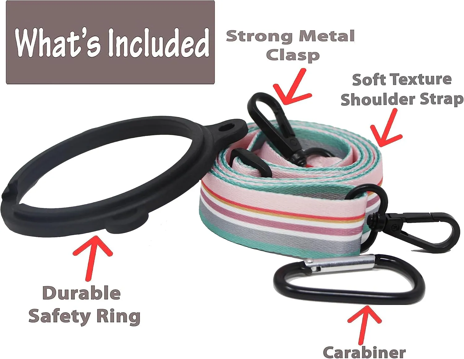 One MissionX Bottle Sling for YETI Rambler, Shoulder Strap Carrier for 64oz 46oz 36oz 26oz 18/12oz Water Bottles, Durable Accessories for Walking & Hiking (Stripes, Rambler 12 18 26 36 46 64 oz)