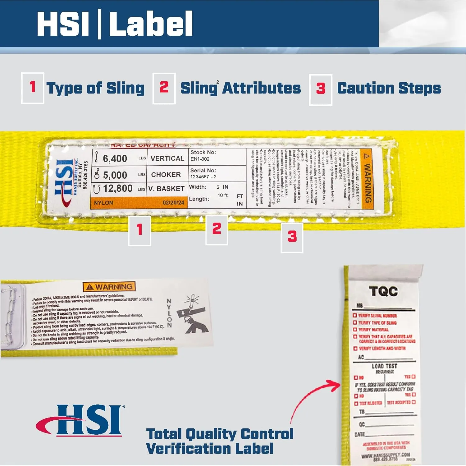 One Ply 2" x 10' Endless Nylon Type 5 Sling | EN1-802 | | 6,400 Lb. Vertical Capacity | Hanes Supply (HSI) Heavy Duty Rigging Equipment for Lifting and Towing