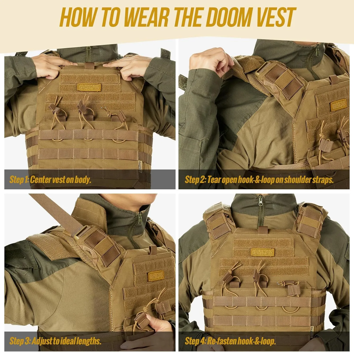 OneTigris DOOM Tactical Vest, Adjustable Airsoft Vest MOLLE Vest for Men
