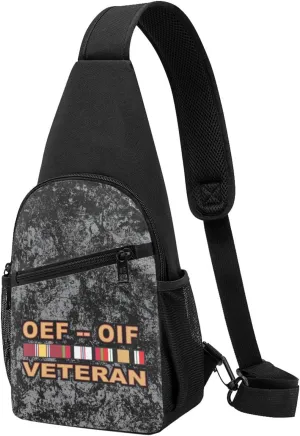 Operations Enduring Freedom (OEF) and Iraqi Freedom (OIF) Veteran Sling Bag Crossbody Backpack Shoulder Casual Daypack Bags for Men