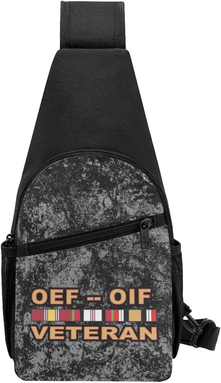 Operations Enduring Freedom (OEF) and Iraqi Freedom (OIF) Veteran Sling Bag Crossbody Backpack Shoulder Casual Daypack Bags for Men