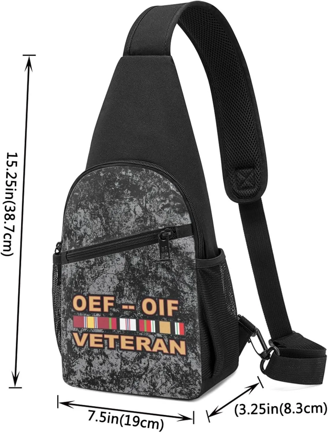 Operations Enduring Freedom (OEF) and Iraqi Freedom (OIF) Veteran Sling Bag Crossbody Backpack Shoulder Casual Daypack Bags for Men