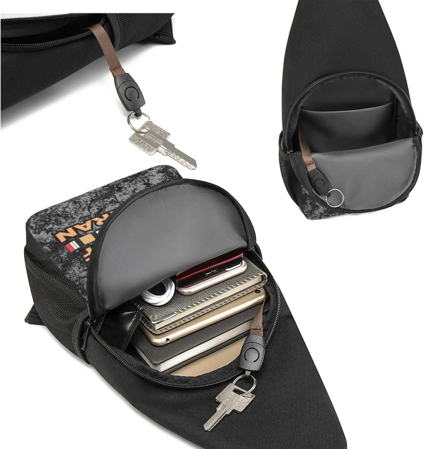 Operations Enduring Freedom (OEF) and Iraqi Freedom (OIF) Veteran Sling Bag Crossbody Backpack Shoulder Casual Daypack Bags for Men