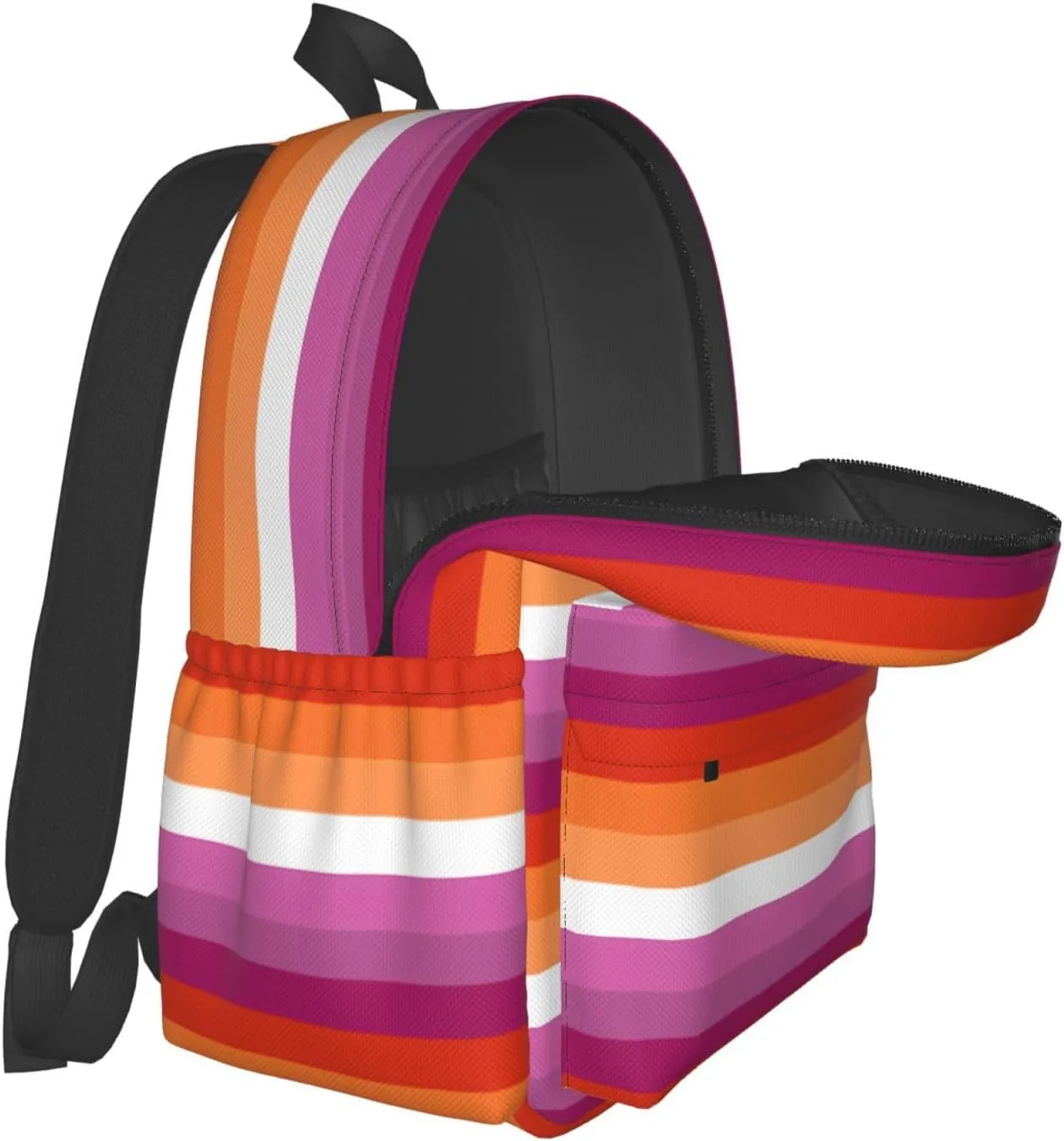 Orange Magenta Lesbian Pride Flag 17 Inch Casual Backpack Laptop Backpacks Travel Back Pack Large Camping Rucksack Hiking Daypack Lightweight Double Shoulder Bag