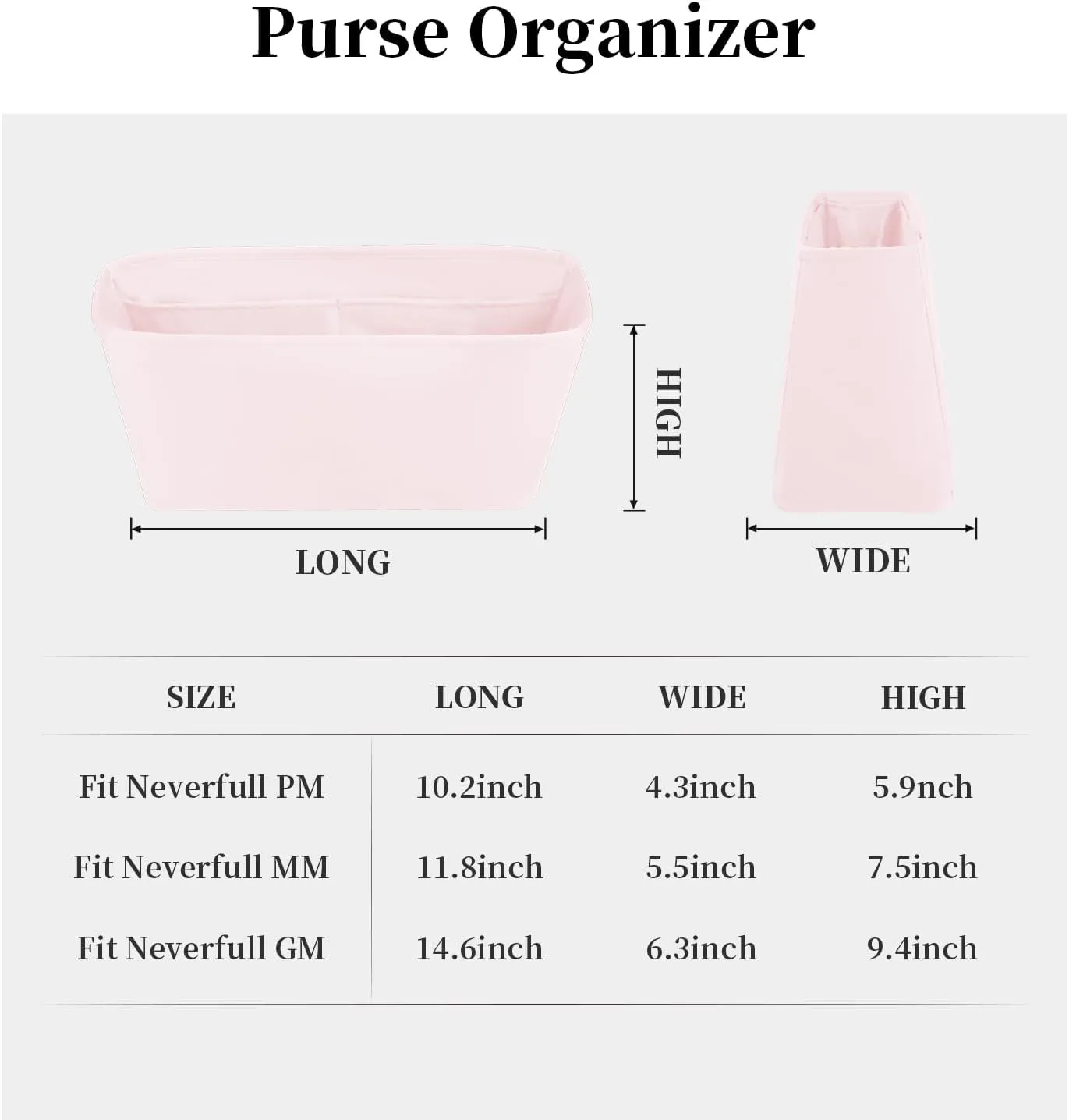 Organizer for LV Neverfull PM Tote Bags, Purse Bags Organizer with Silky Satin, Lightweight Shaper for Daily Use, Multiple Pockets for Storage (Neverfull PM, Rose Sakure)