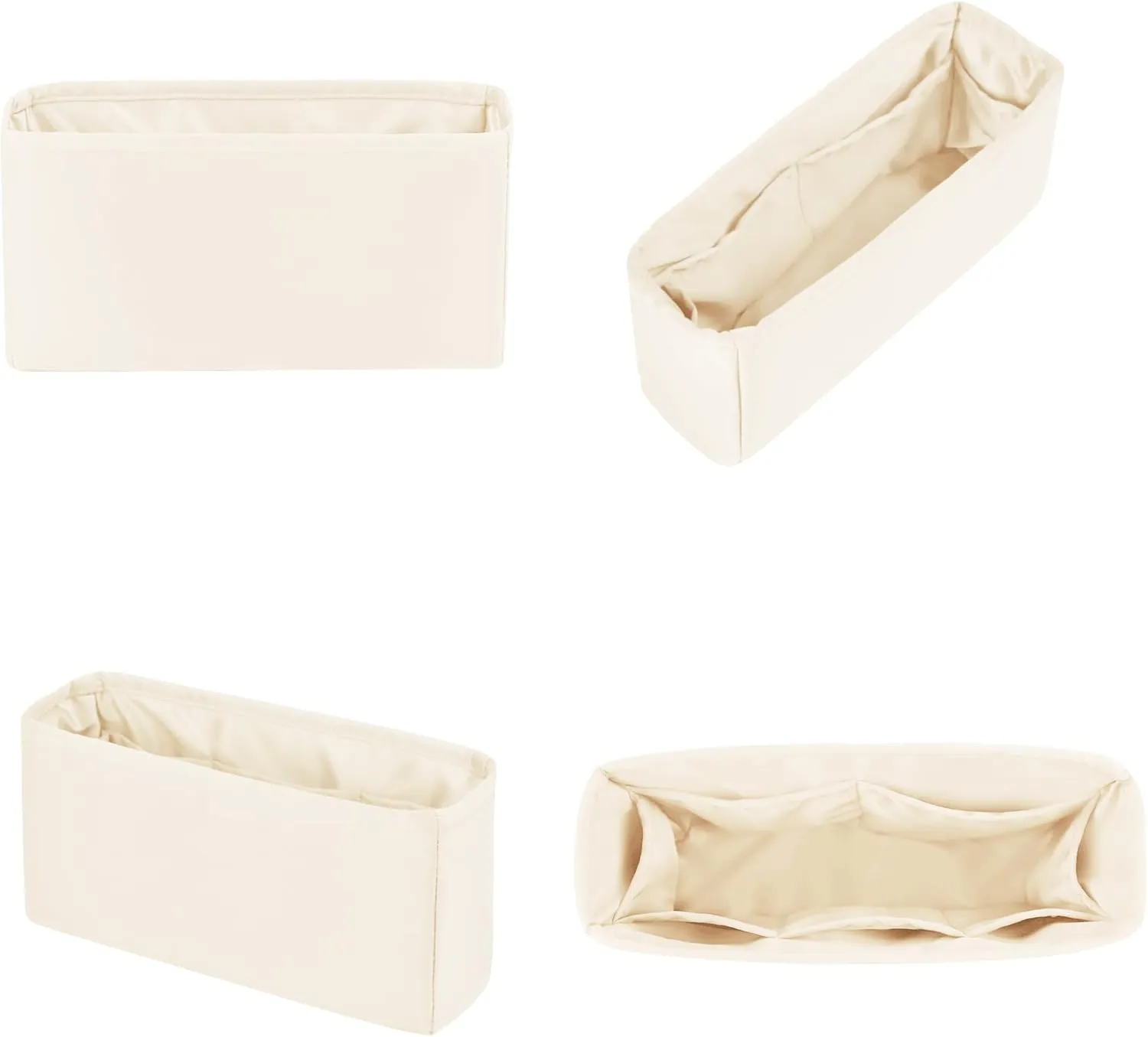 Organizer for Purse Bags, Tote HandBags Organizer with Silky Satin Compatible with Chanel 19 Jumbo, Lightweight Inner Bag for Luxury Bags (Craie, Jumbo30)