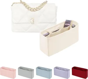 Organizer for Purse Bags, Tote HandBags Organizer with Silky Satin Compatible with Chanel 19 Jumbo, Lightweight Inner Bag for Luxury Bags (Craie, Jumbo30)