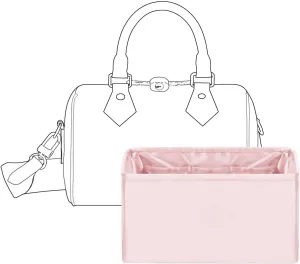 Organizer Insert for LV speedy 20 Bags,Pink,Luxury Bags Storage with Silk, Lightweight Shaper for Daily Use, Pockets Large Capacity