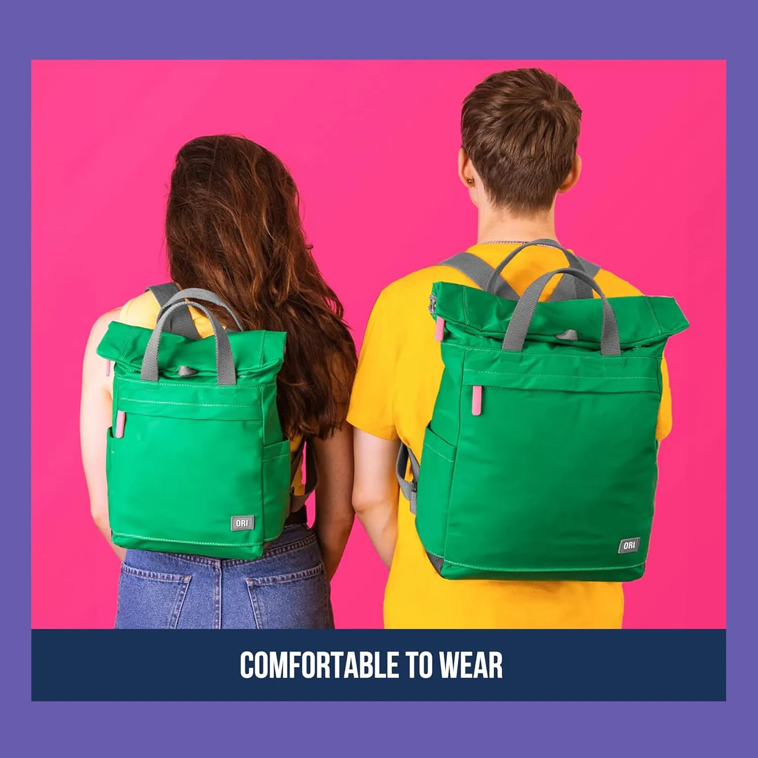 ORI LONDON Rolltop Backpack - Large Travel Backpack with Lots of Pockets for Men & Women - The Finchley, Mineral