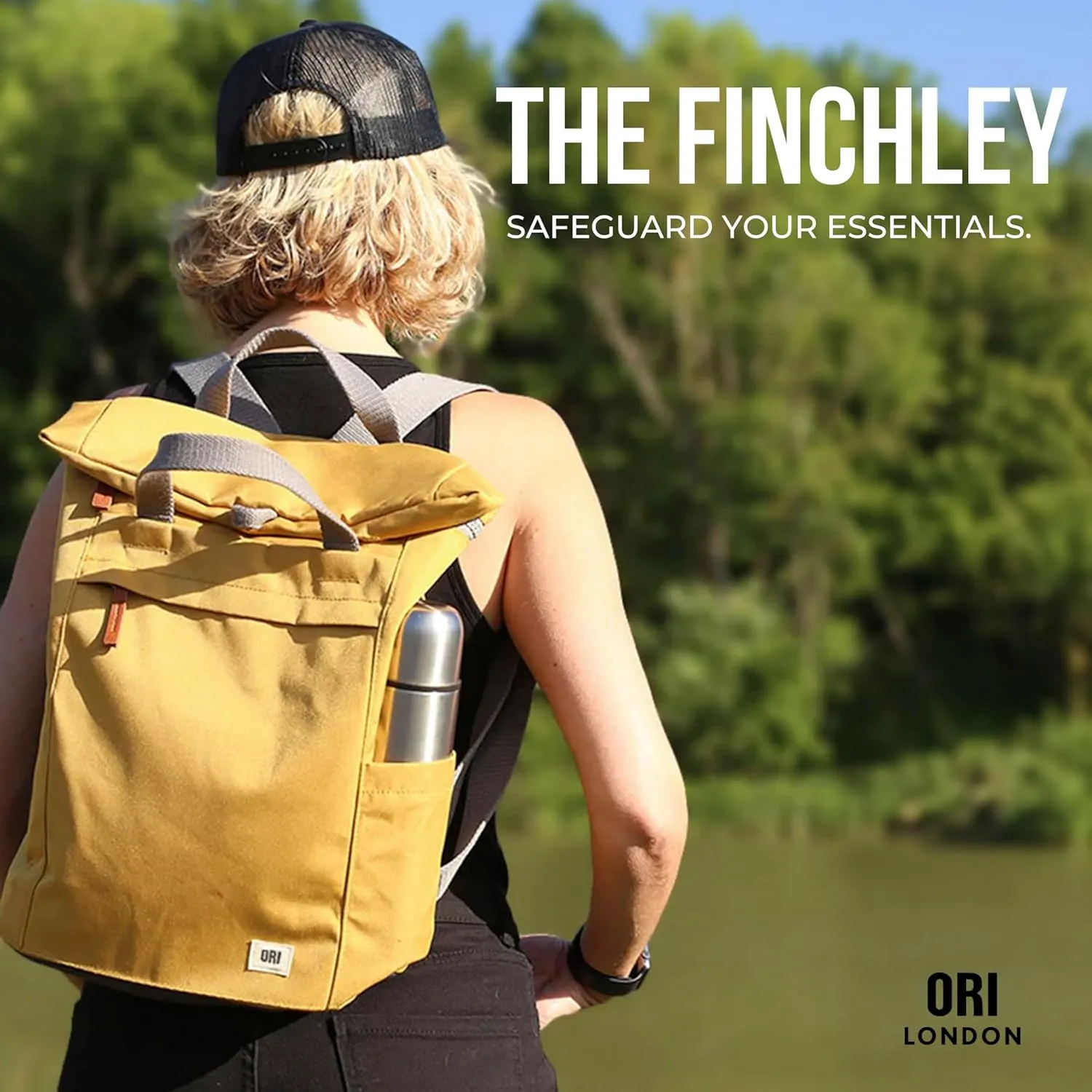 ORI LONDON Rolltop Backpack - Small Travel Backpack with Lots of Pockets for Men & Women - The Finchley, Forest