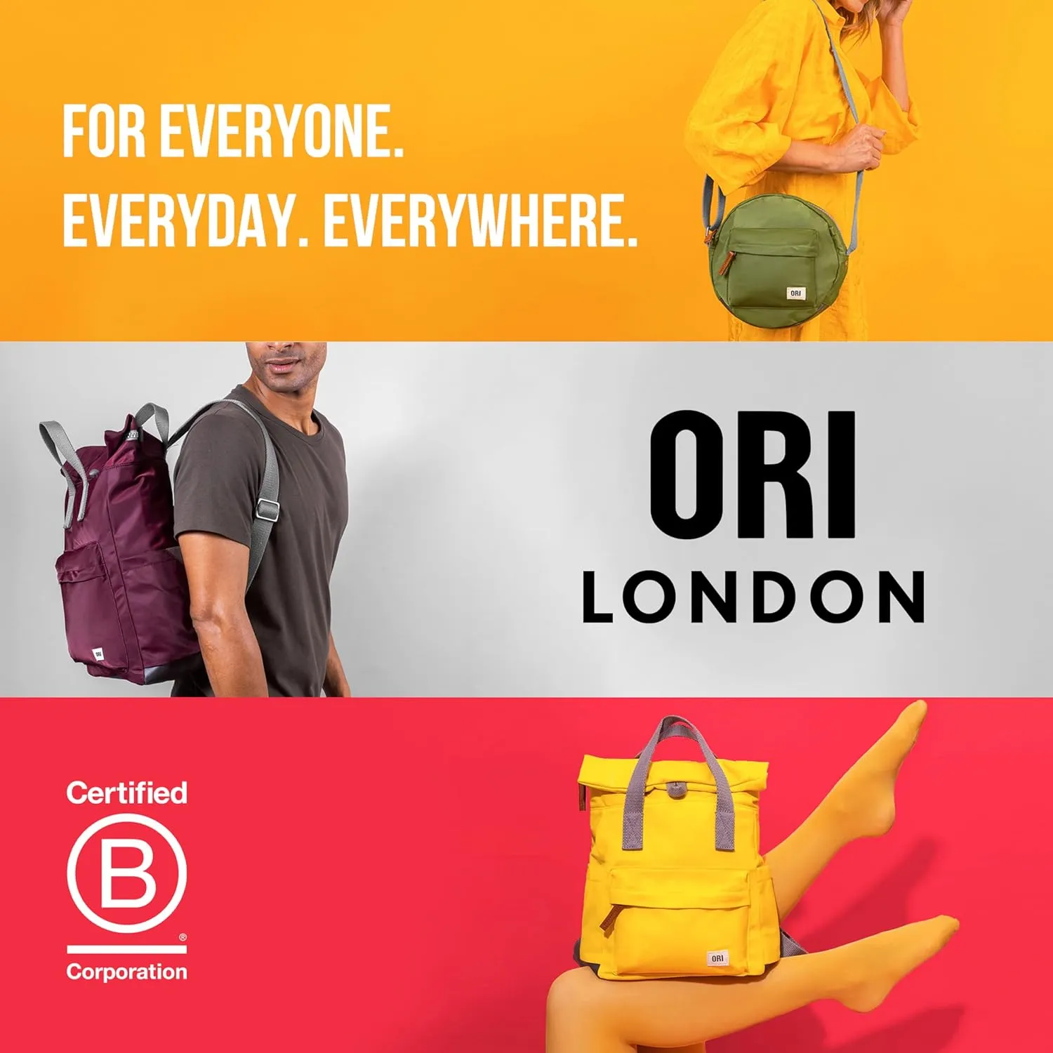 ORI LONDON Rolltop Backpack - Small Travel Backpack with Lots of Pockets for Men & Women - The Finchley, Forest