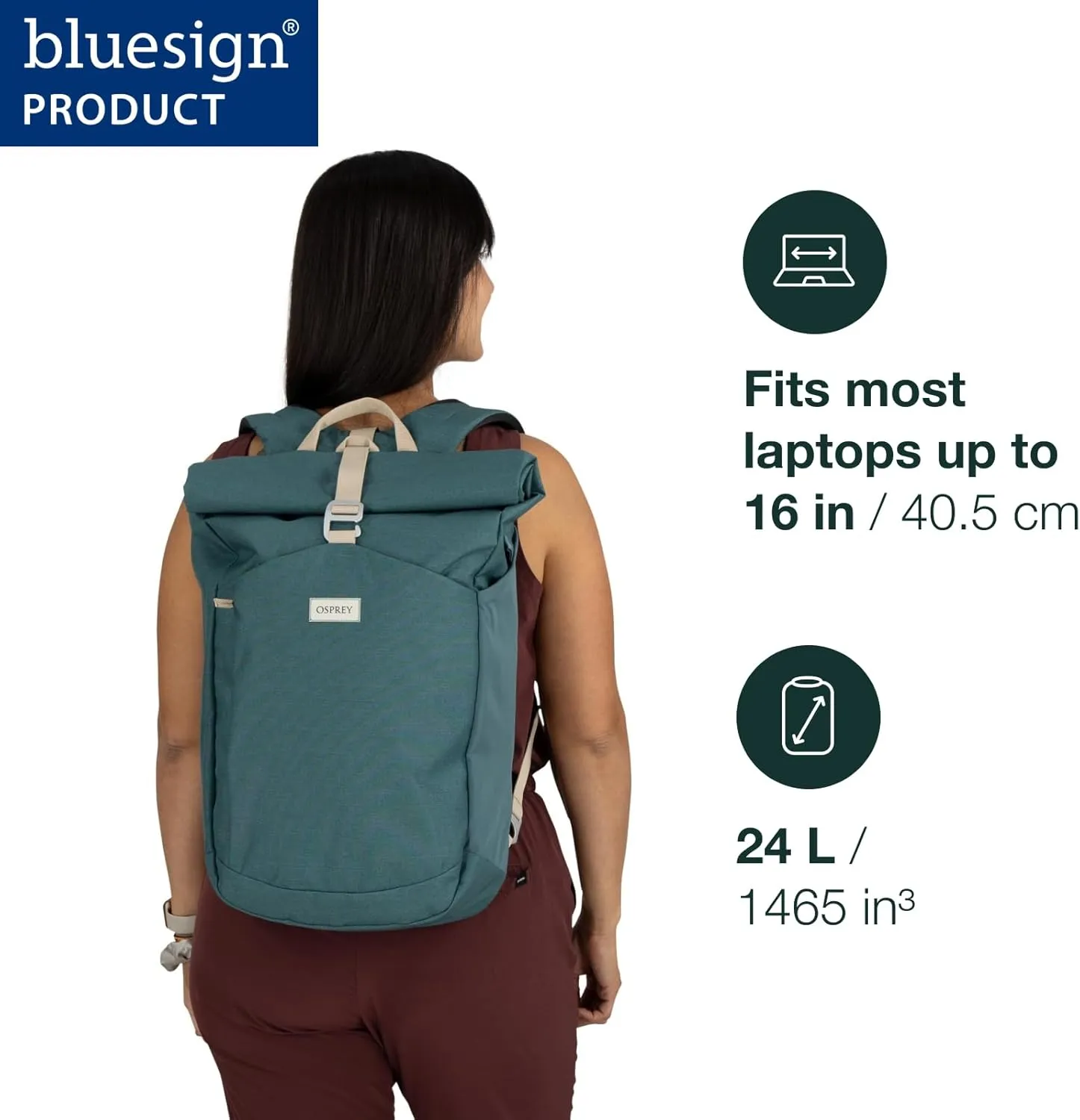 Osprey Arcane Roll Top Commuter Backpack, Cascade Blue