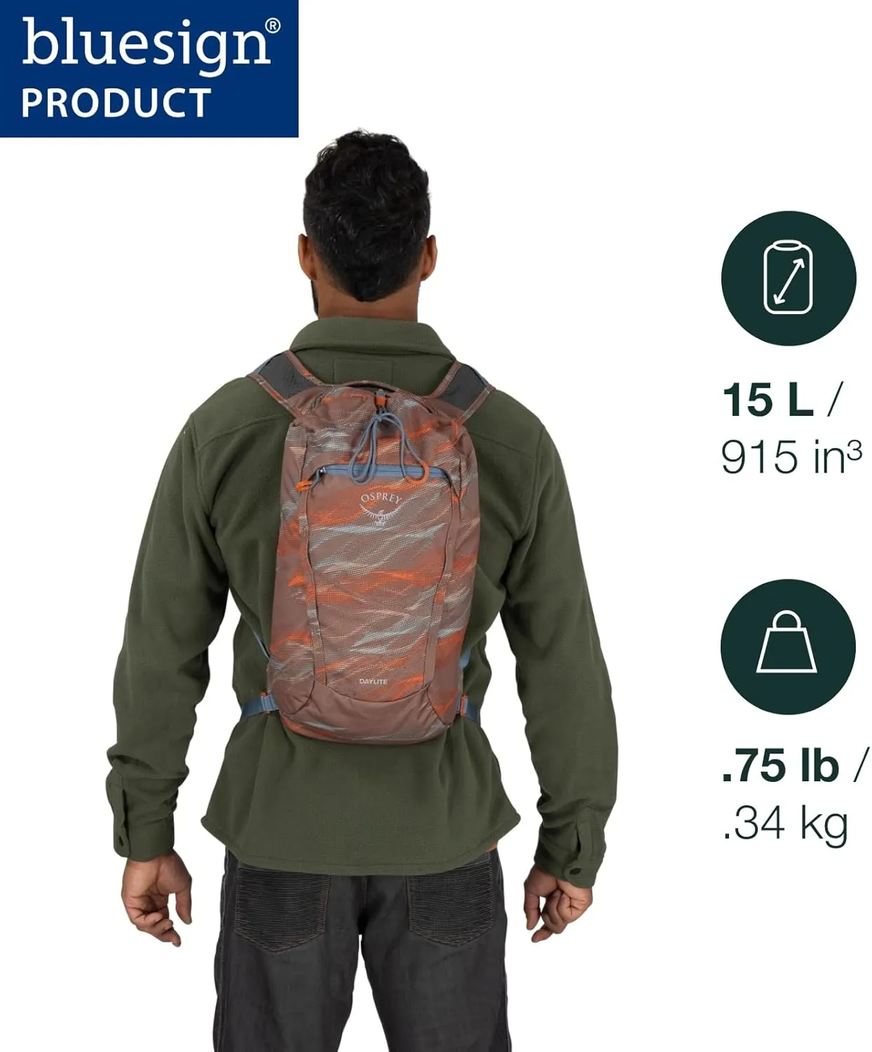 Osprey Daylite Cinch Backpack, Kazuma Print/Magma Brown