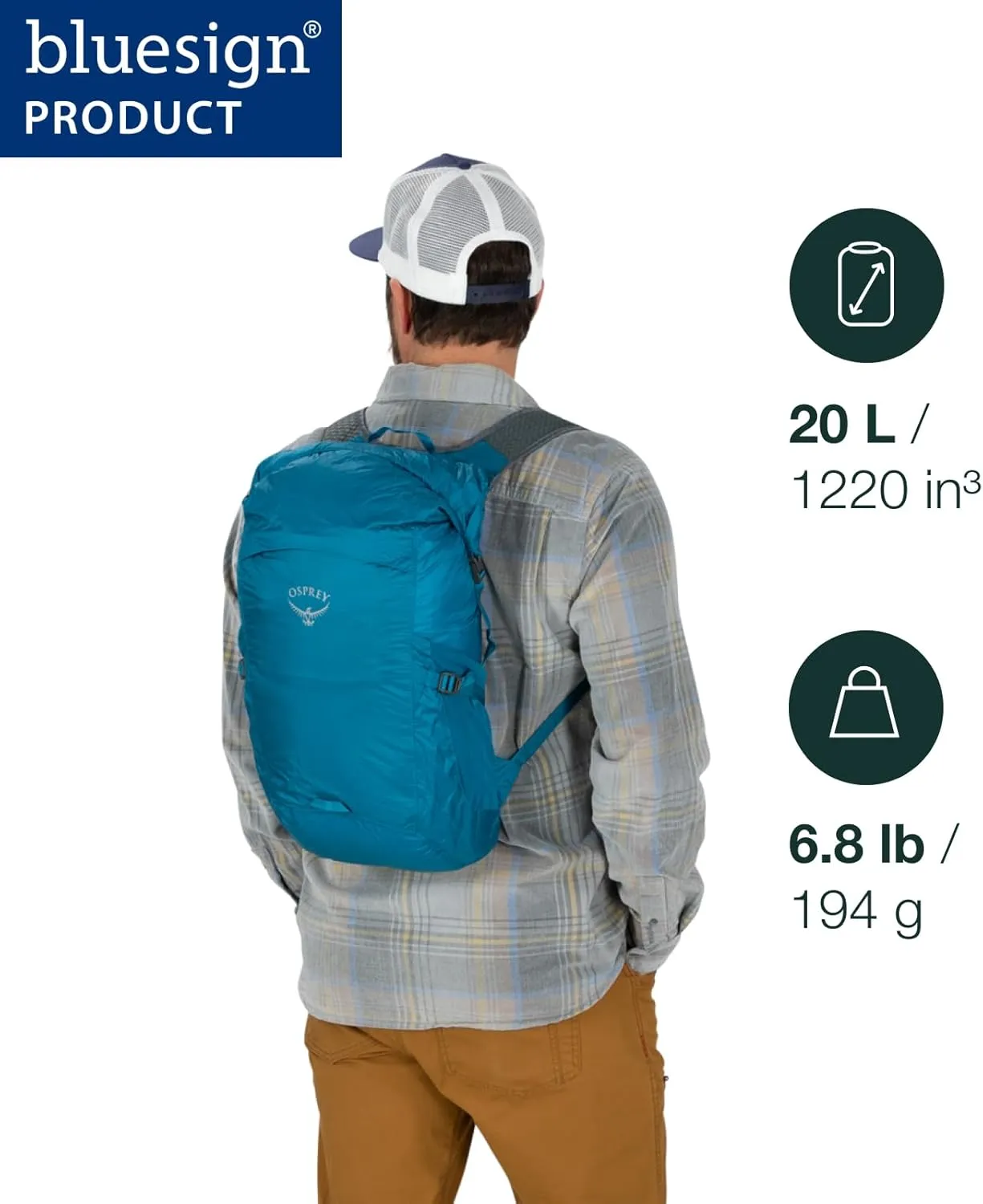 Osprey Ultralight 20L Dry Stuff Pack, Waterfront Blue