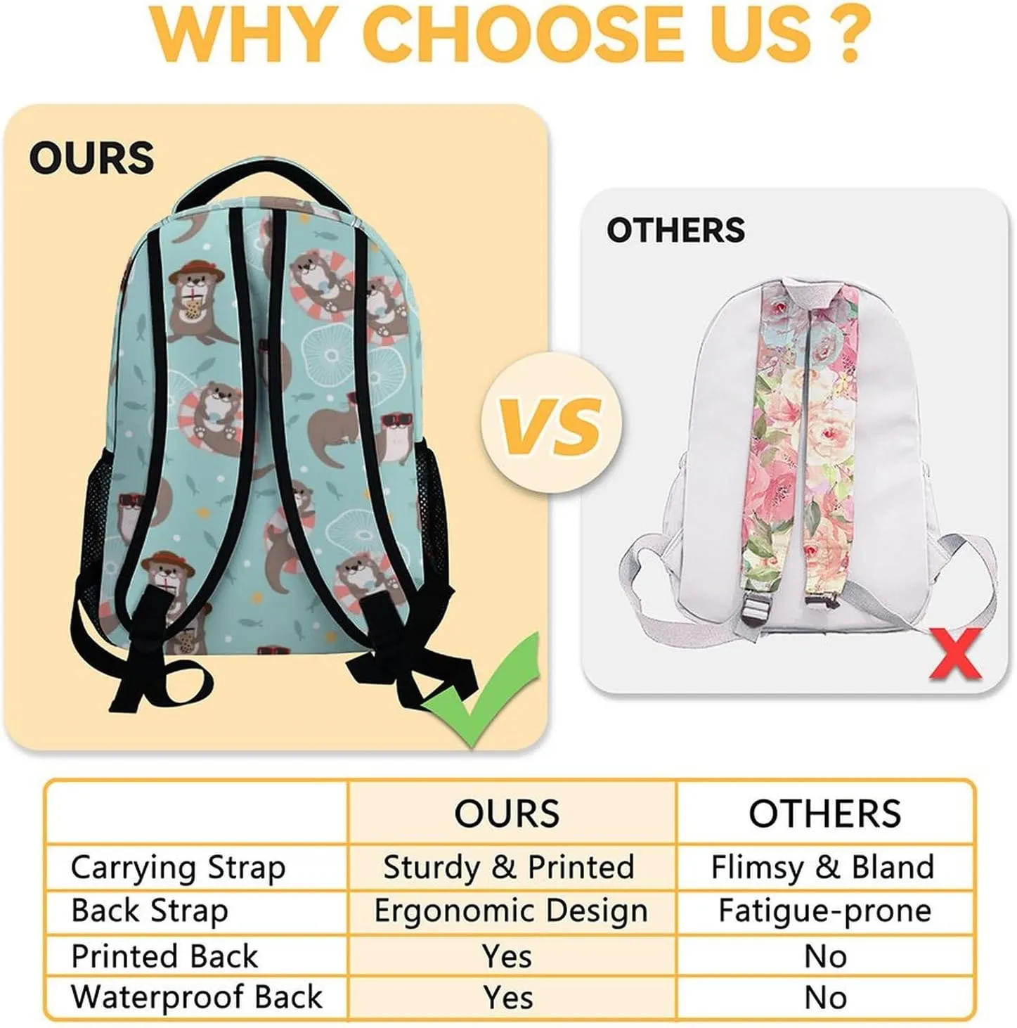 Otter Backpack for Boys, 16 Inch Green Backpacks for School, Cute Lightweight Bookbag for Kids