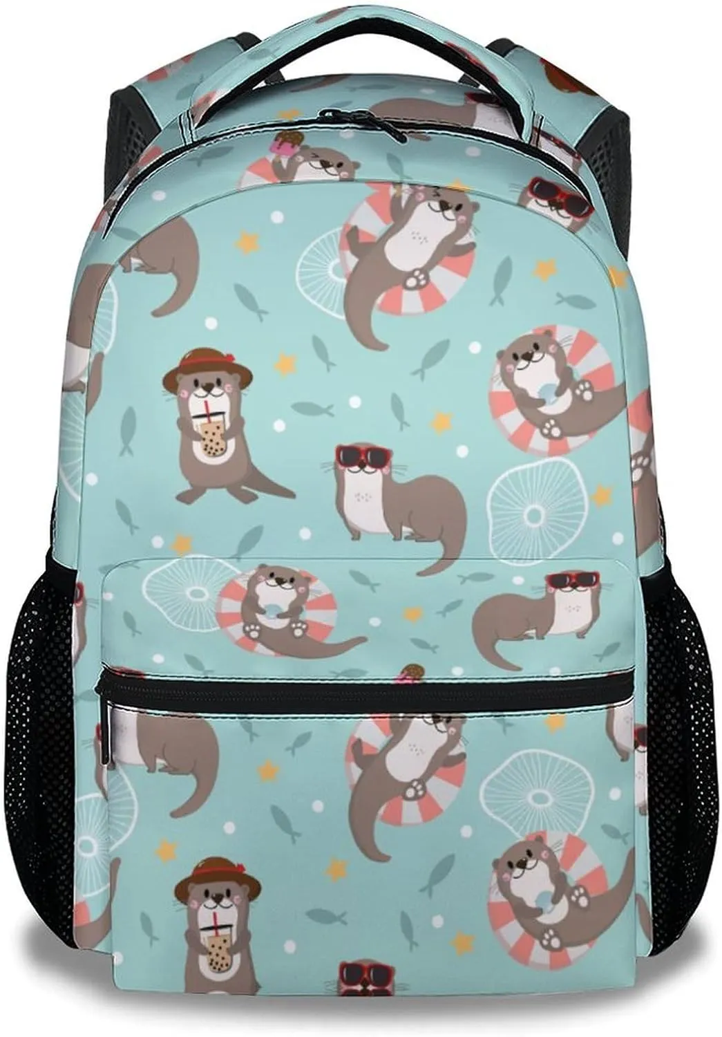 Otter Backpack for Boys, 16 Inch Green Backpacks for School, Cute Lightweight Bookbag for Kids