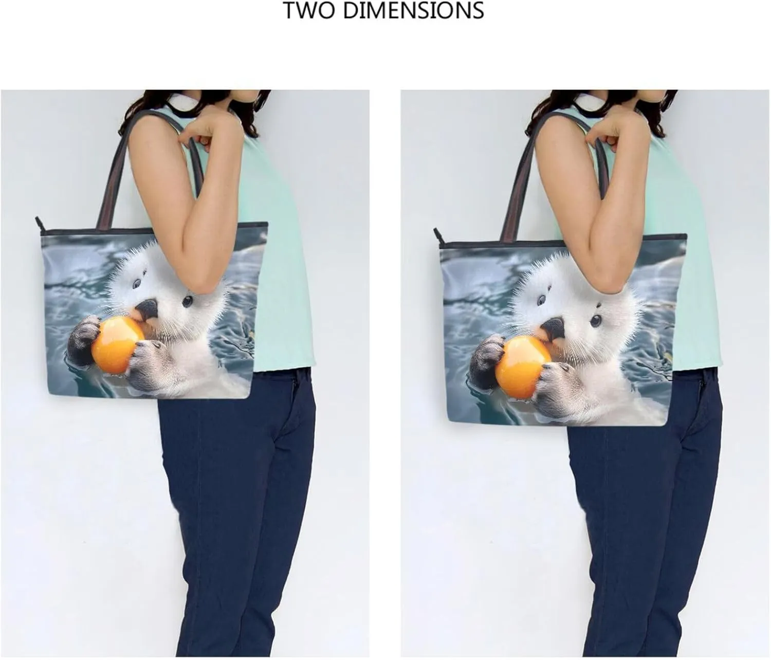 Otter White Ball Tote Bag for Women Durable Designer Handbag with Zipper for Daily Use Travel L