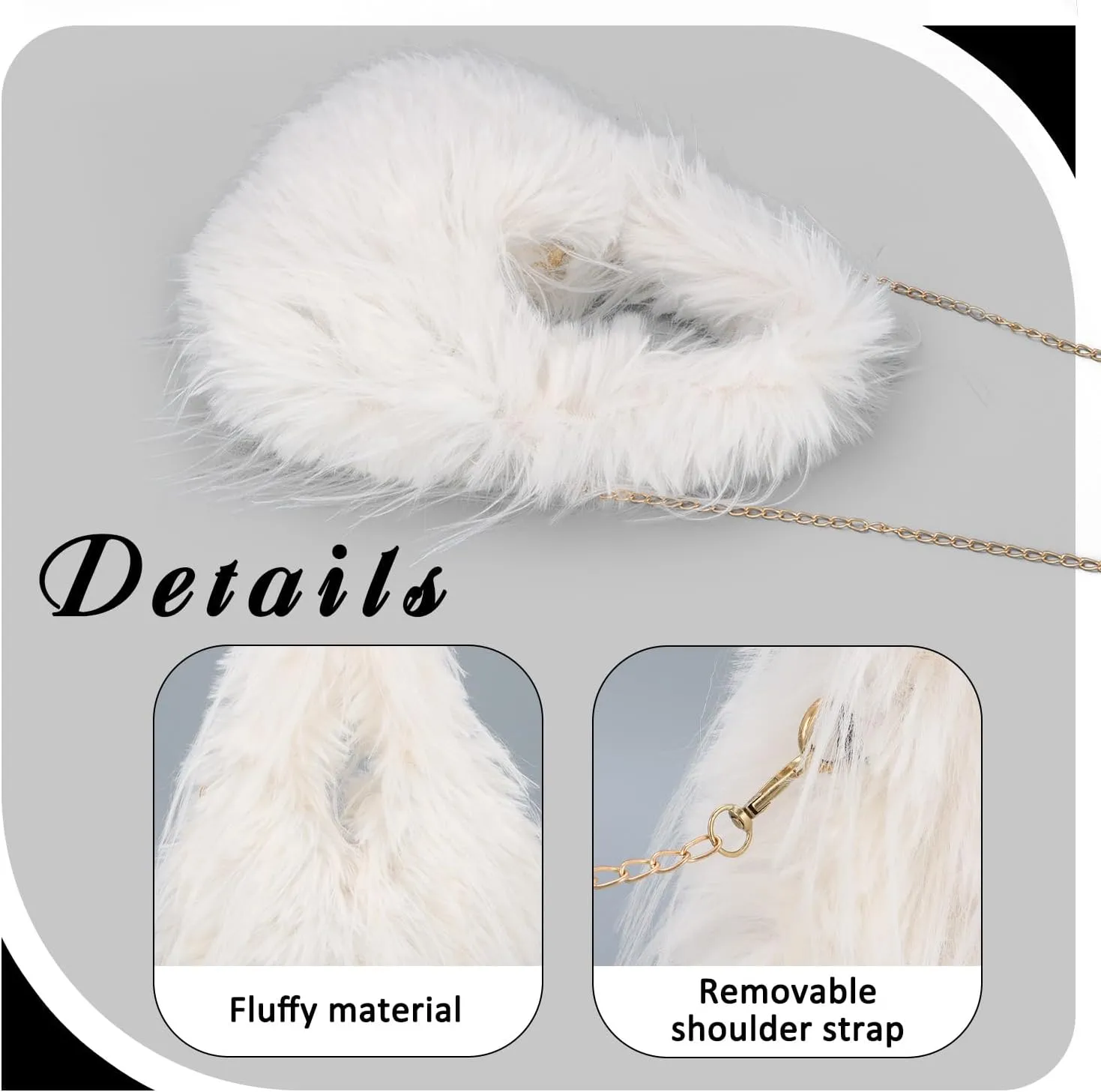 Oweisong Faux Fur Tote Bag for Women Y2K Fluffy Handbag Purse Small Cute Plush Shoulder Bag Furry Hobo Bag with Chain