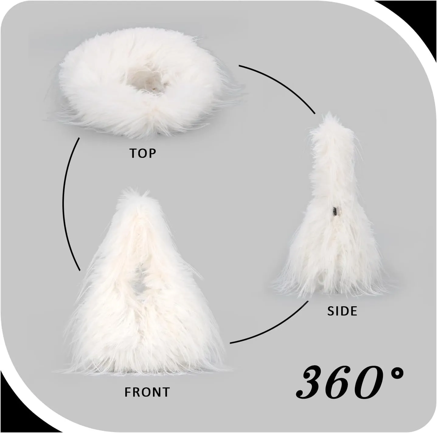 Oweisong Faux Fur Tote Bag for Women Y2K Fluffy Handbag Purse Small Cute Plush Shoulder Bag Furry Hobo Bag with Chain