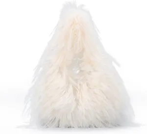 Oweisong Faux Fur Tote Bag for Women Y2K Fluffy Handbag Purse Small Cute Plush Shoulder Bag Furry Hobo Bag with Chain