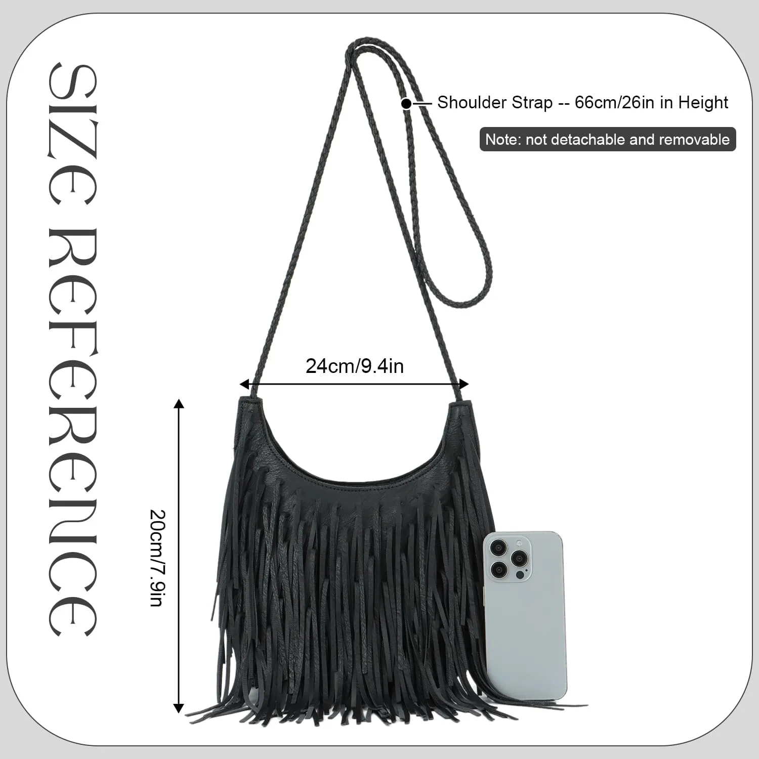 Oweisong Leather Fringe Bag for Women Boho Crossbody Purse Suede Western Fringe Purse Vintage Hobo Handbags