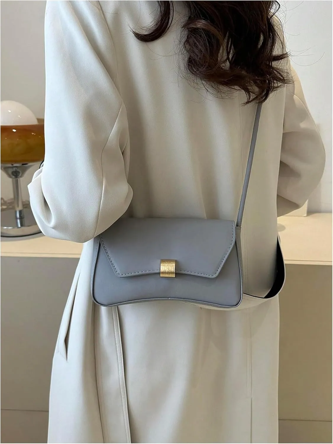 OYOANGLE Women's Flap Clutch Leather Shoulder Bag Vintage Adjustable Straps Shoulder Purse