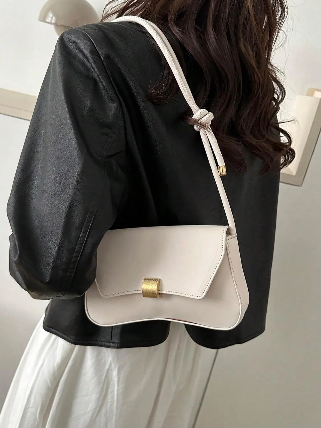 OYOANGLE Women's Flap Clutch Leather Shoulder Bag Vintage Adjustable Straps Shoulder Purse