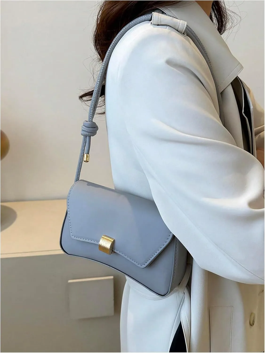 OYOANGLE Women's Flap Clutch Leather Shoulder Bag Vintage Adjustable Straps Shoulder Purse