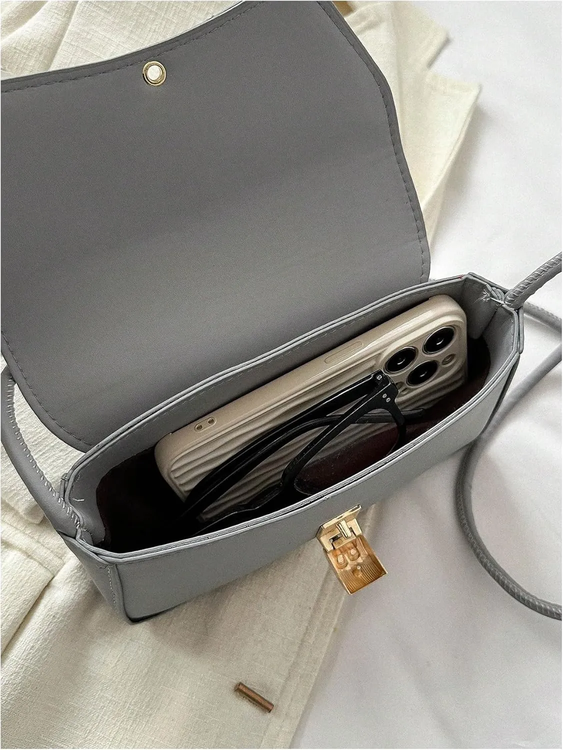 OYOANGLE Women's Flap Clutch Leather Shoulder Bag Vintage Adjustable Straps Shoulder Purse