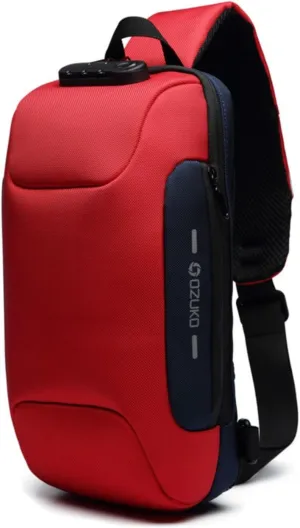 OZUKO Men Sling Backpack Nylon Water Resistant Shoulder Chest Crossbody Sling Bag with USB Charging Port