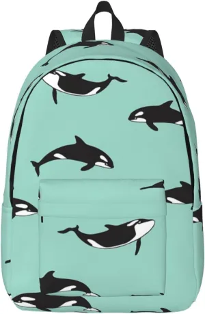 Pacific Ocean whale Printed backpack, travel bag, canvas shoulder bag, canvas casual lightweight backpack