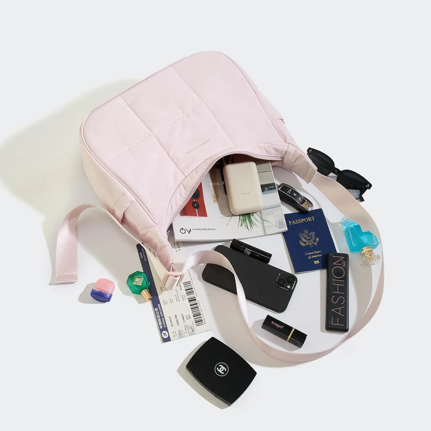 Pander Nylon Crescent Shoulder Bag, Medium Sling Crossbody with Adjustable Strap.