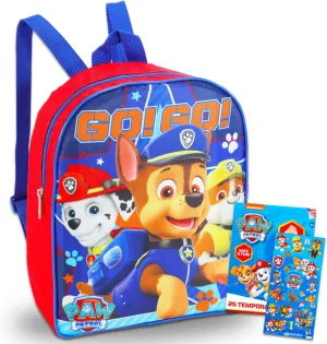 Paw Patrol Mini Backpack for Girls - Bundle with 12" Small Backpack Featuring Chase, Marshall, Rubble Plus Stickers and More | Paw Patrol Travel Bag Set for Kids