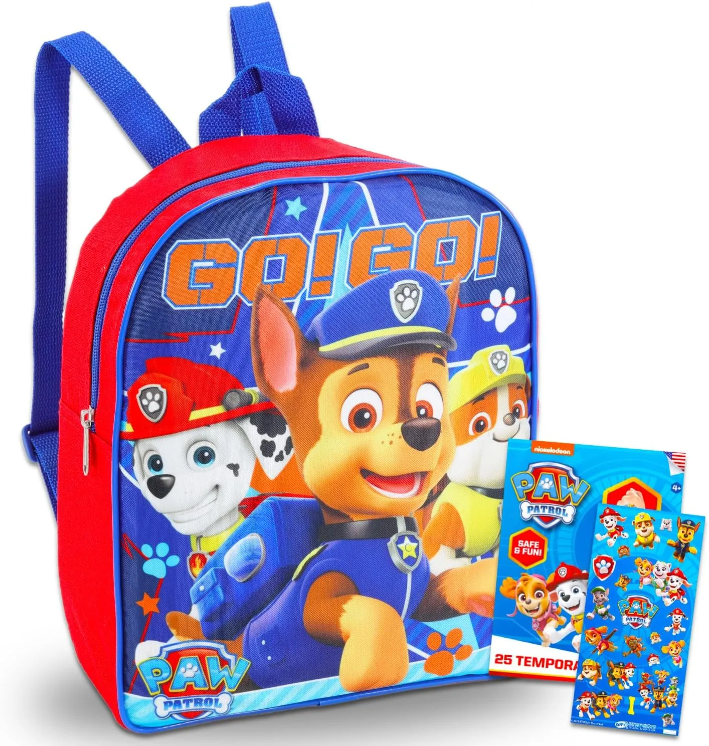 Paw Patrol Mini Backpack for Girls - Bundle with 12" Small Backpack Featuring Chase, Marshall, Rubble Plus Stickers and More | Paw Patrol Travel Bag Set for Kids