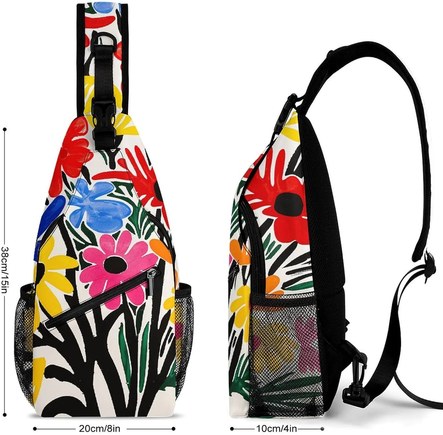 Peach Pot Pattern Sling Bag Lightweight Crossbody Chest Pack Travel Shoulder Bag with Adjustable Strap
