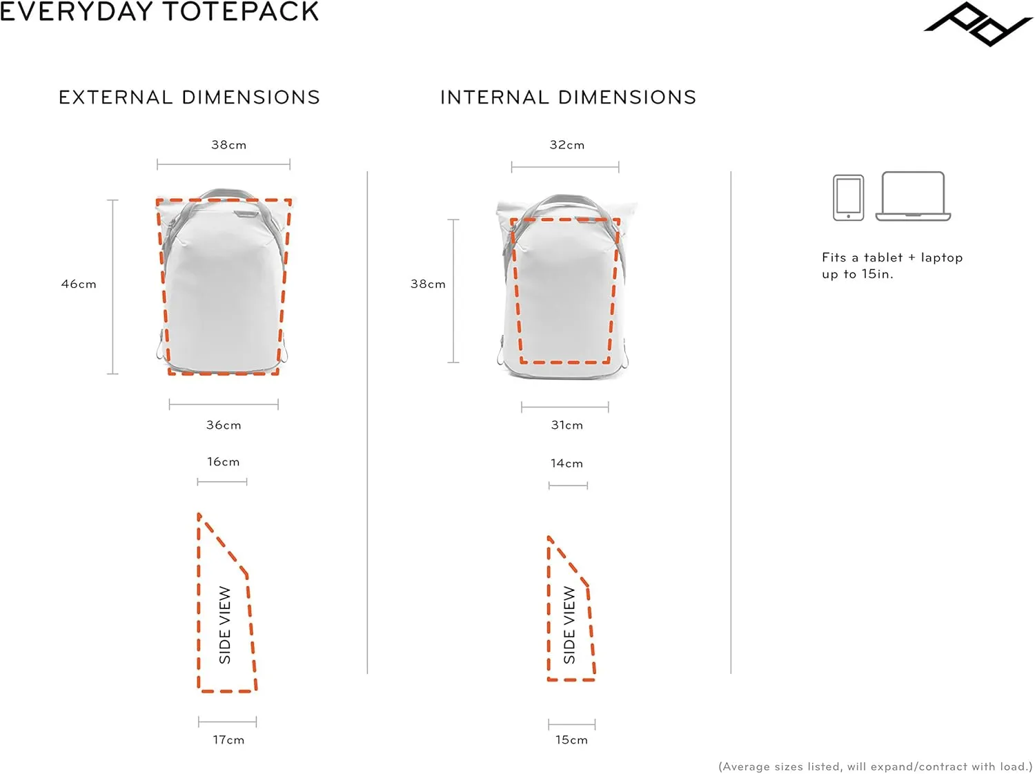 Peak Design Everday Totepack 20L Bone, Urban Travel or Photo Carry (BEDTP-20-BO-2)