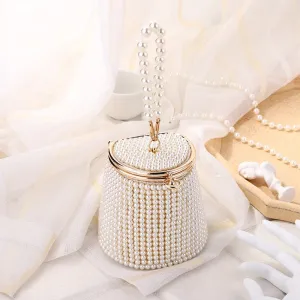 Pearl Beading Holder Bucket Design Women Clutch