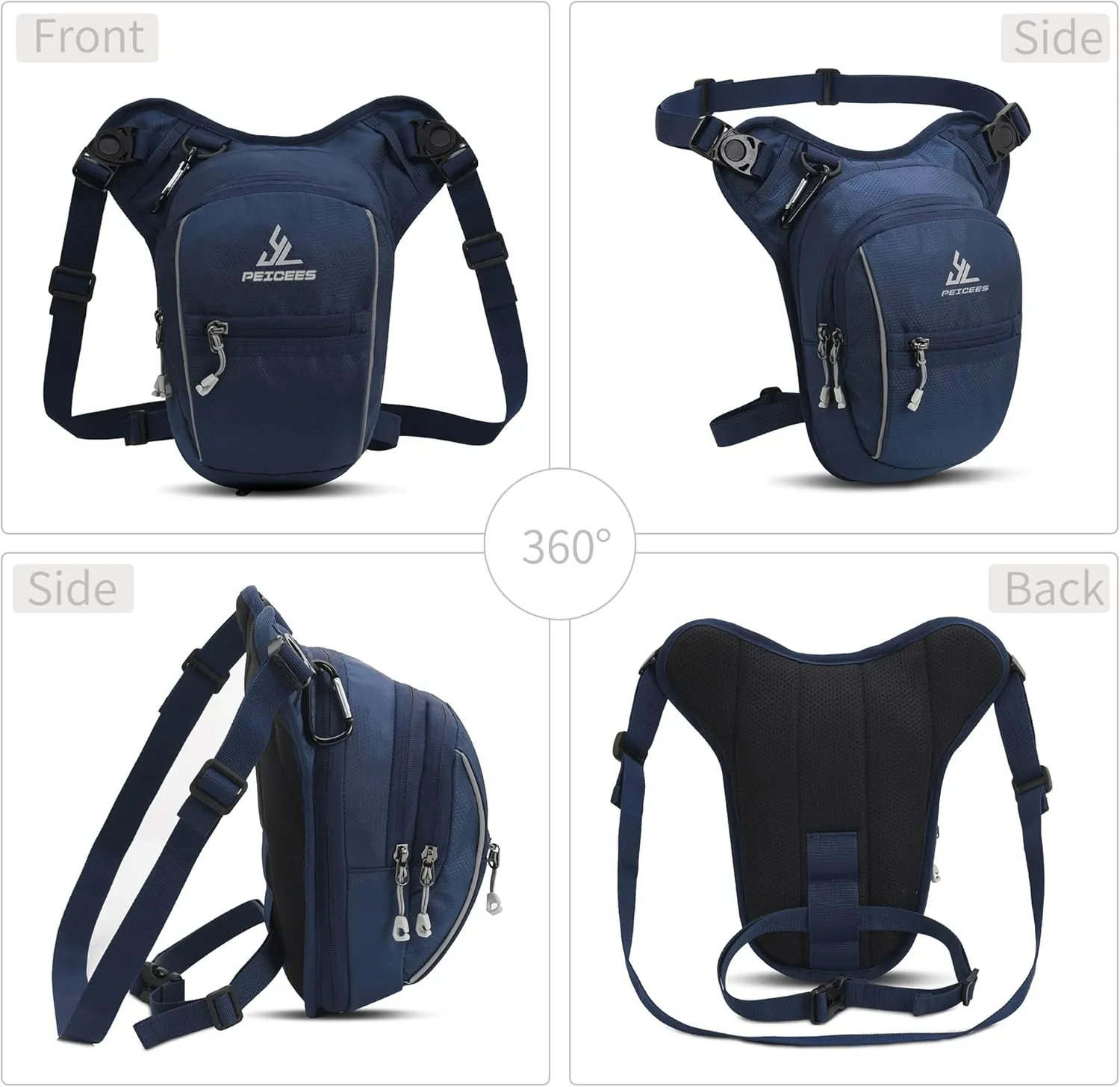 Peicees Leg Bag for Men Fanny Packs Women Men Outdoor Thigh Bags Motorcycle Ride Crossbody Backpack